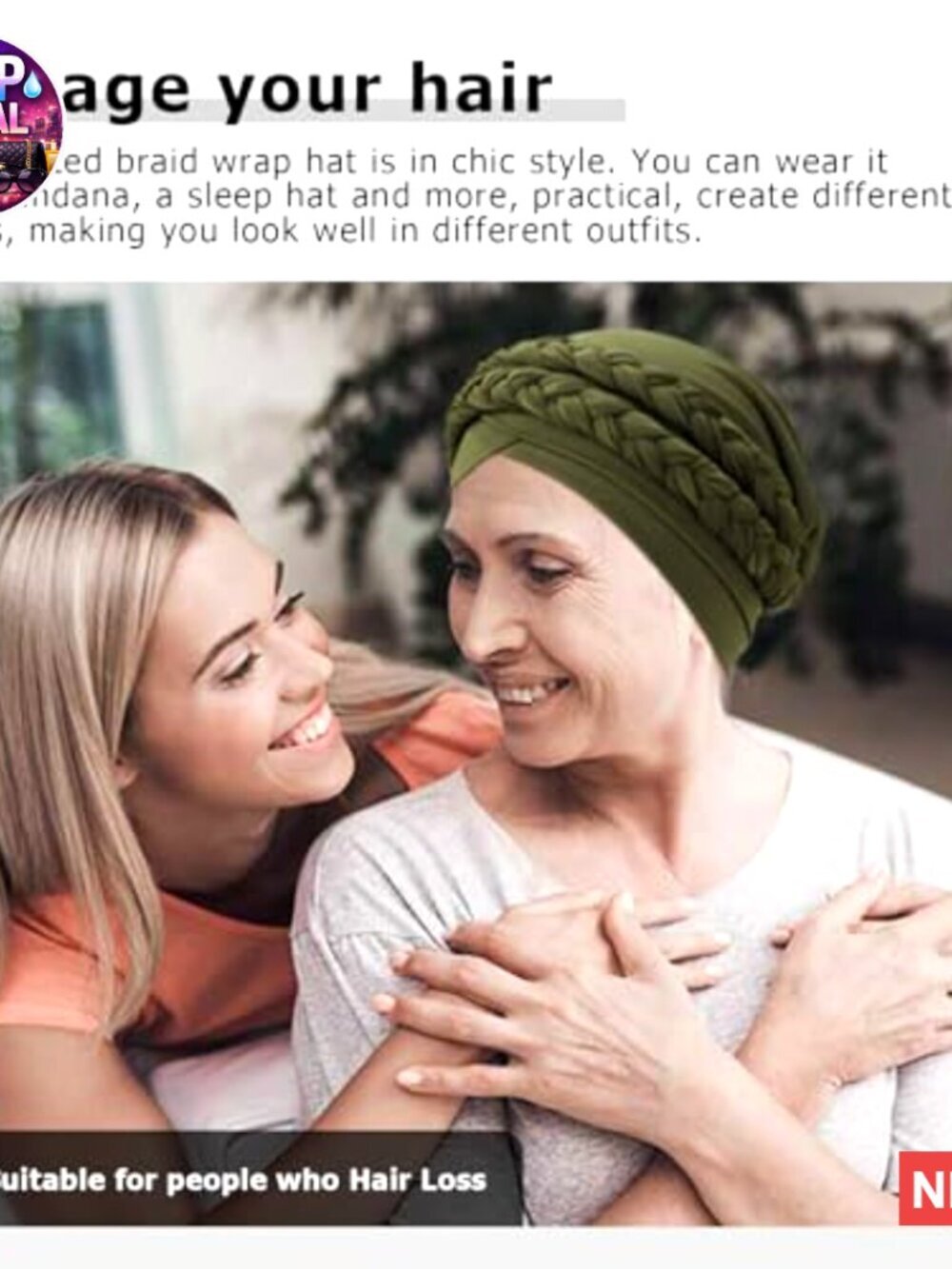 Soft Polyester Spandex Pre-Tied Double Twisted Braid Turban Headwrap Hat - Picture 3 of 7